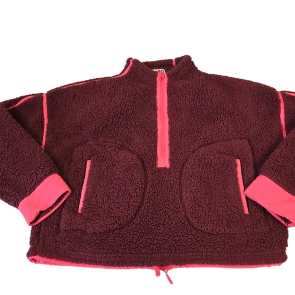 SO Teddy Half Zip Jacket Marroon and Pink Size Large